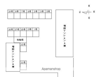 増田マンションＢ棟[3K/40m2]の配置図