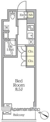 東京都世田谷区三宿１丁目[1K/25.2m2]の間取図