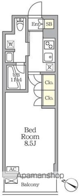 アジールコート三宿テラス[1K/25.2m2]の間取図