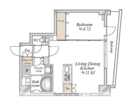 リテラス馬込[1LDK/40.04m2]の間取図