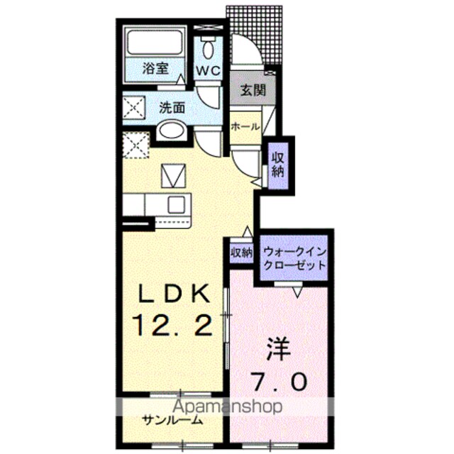 カーサ・フセ　Ｂ[1LDK/50.08m2]の間取図
