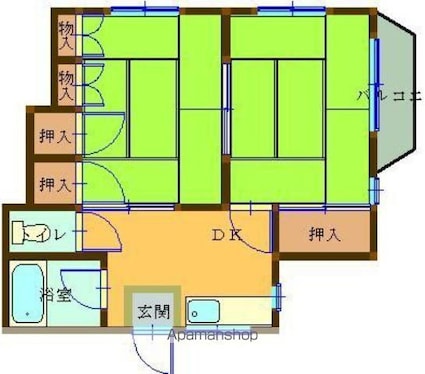 コーポ束本[2DK/35.4m2]の間取図