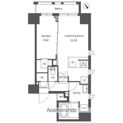 コンフォリア台東根岸[1LDK/42.04m2]の間取図