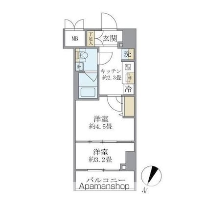 エレミ本蓮沼[2K/25.25m2]の間取図