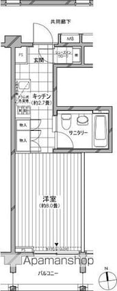 カスタリア麻布十番七面坂[1R/27m2]の間取図