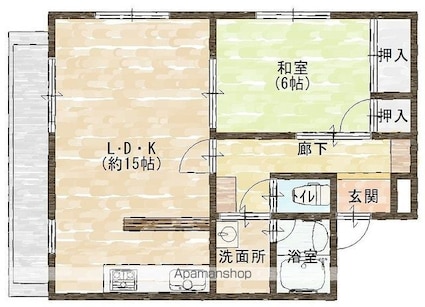 Ｕグリーンハイツ[1LDK/50m2]の間取図