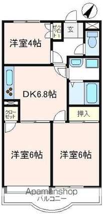 グリーンヒルマンション[3DK/50.68m2]の間取図