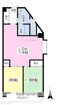 グリーンハイツ朝日ケ丘[2LDK/57.78m2]の間取図
