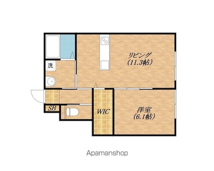 エトワール下坂浜Ａ[1LDK/42.24m2]の間取図