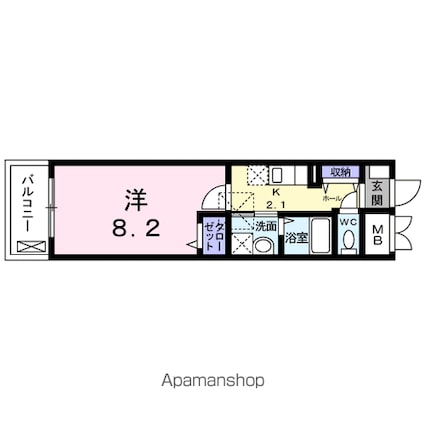 ラ・カシェット[1K/27.21m2]の間取図
