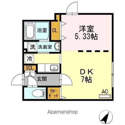 ブランシェ池袋[1DK/33.03m2]の間取図