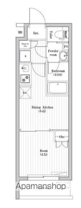 ハーモニーレジデンス山手巣鴨ザ・ガーデン[1DK/25.44m2]の間取図