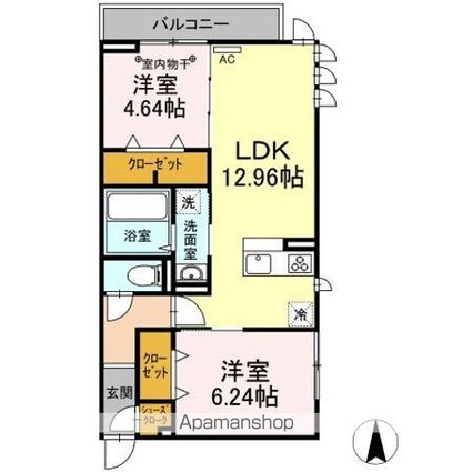 ブランエール白鳥[2LDK/55.28m2]の間取図