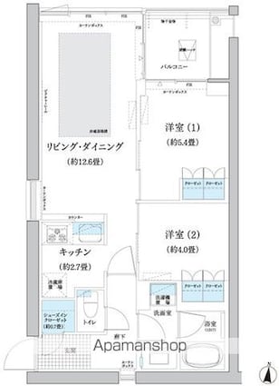 ガーデニエール砧　ＷＥＳＴ[2LDK/57.39m2]の間取図