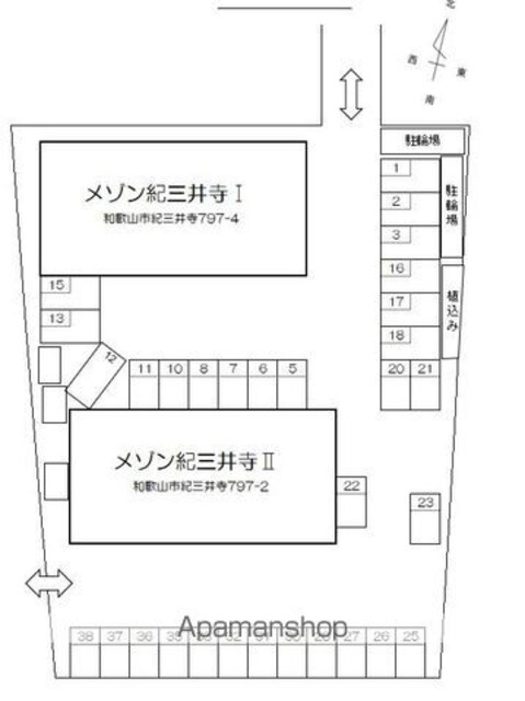 和歌山県和歌山市紀三井寺[1K/25.14m2]の配置図