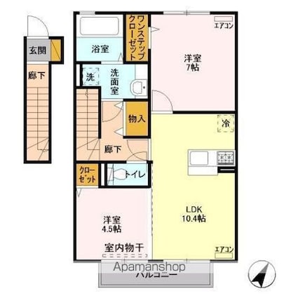 ジャルダンベール　Ｂ[2LDK/56.29m2]の間取図