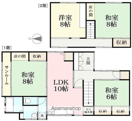 三国町新宿１丁目貸家[4LDK/72m2]の間取図