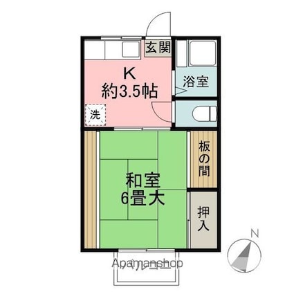 レッドペッパー[1K/23.39m2]の間取図