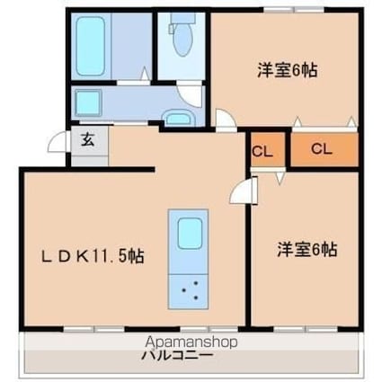 高洲マンション[2LDK/53.65m2]の間取図
