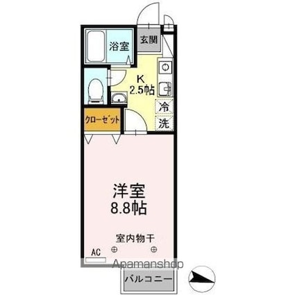 セジュール・栗林南[1K/26.52m2]の間取図