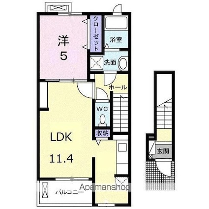 アルドール香西Ⅱ[1LDK/42.28m2]の間取図