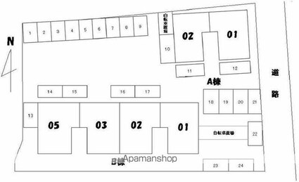 グランコートＫ　Ａ・Ｂ棟[3DK/58.38m2]の配置図
