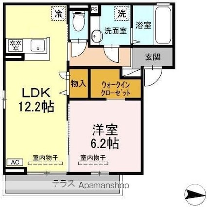 Ｌｅｍｏｎ　ｇｒａｓｓ（レモングラス）[1LDK/47.58m2]の間取図