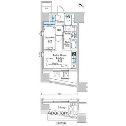 デュオフラッツ池尻大橋[1LDK/31.72m2]の間取図