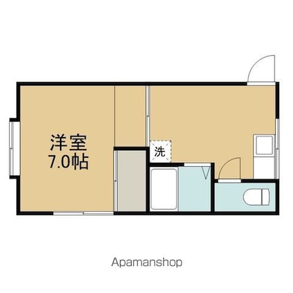 ベリーズ館向[1K/26.49m2]の間取図