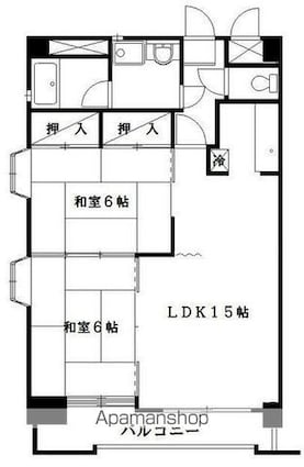 レーベンコートＢ棟[2LDK/57.61m2]の間取図