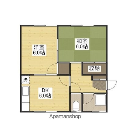 三宅第一アパート[2DK/40m2]の間取図