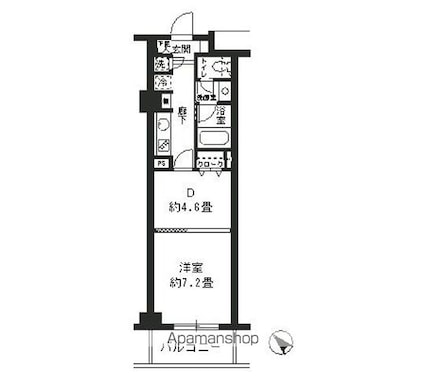 エステージ六義園[1DK/34.1m2]の間取図