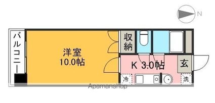 エントランスパークビル[1K/29m2]の間取図