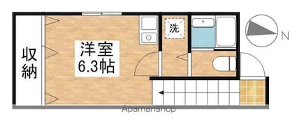 サリュ立川[1R/22.06m2]の間取図