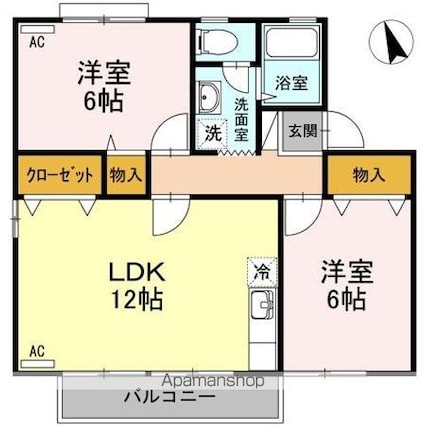 セジュールフジＣ棟[2LDK/55.45m2]の間取図