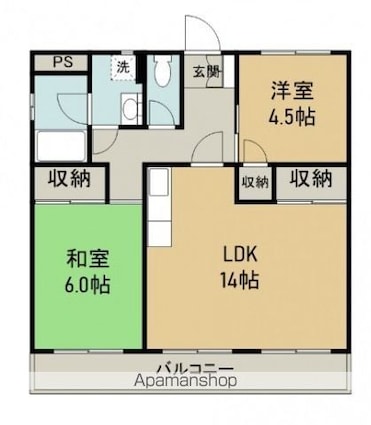 広島県広島市西区古江東町[2LDK/63.08m2]の間取図