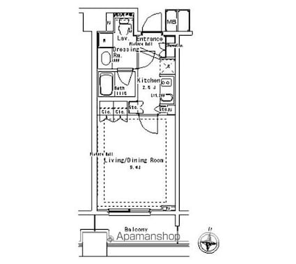 パークアクシス御茶ノ水ステージ[1K/29.7m2]の間取図