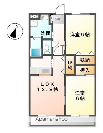 フローリッシュホーム[2LDK/57.33m2]の間取図