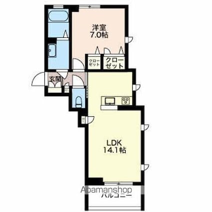ＣＡＳＡ　ｄｅ　ＳＯＬＡＮＡ（カーサ・デ・ソラーナ）[1LDK/50.04m2]の間取図