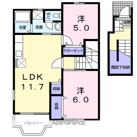 【岐阜市高田のアパートの間取り】