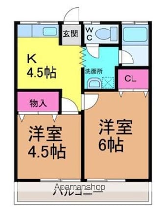八束マンション[2K/34.65m2]の間取図