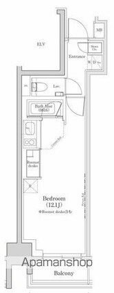 ザ・パークハビオ日本橋三越前[1R/27.86m2]の間取図