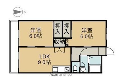 長野県長野市篠ノ井布施五明[2DK/50m2]の間取図