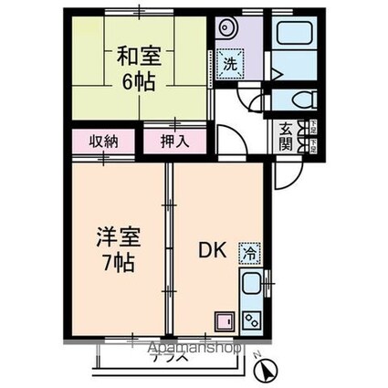 モンシャトー小川[2DK/46.5m2]の間取図
