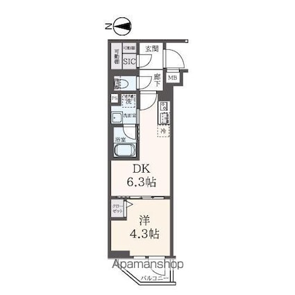 ハーモニーレジデンス東新宿[1DK/29.2m2]の間取図