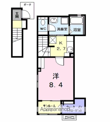 ステーブル上流[1K/36.33m2]の間取図