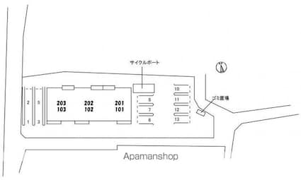 香川県高松市三名町[1LDK/48.9m2]の配置図