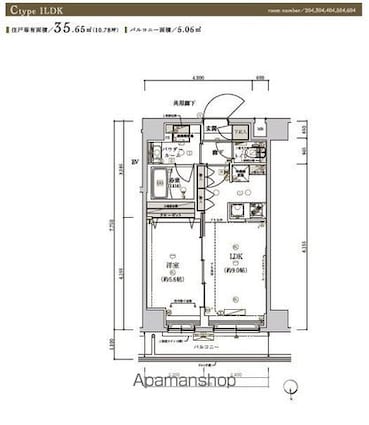 メインステージ浮間舟渡[1LDK/35.65m2]の間取図