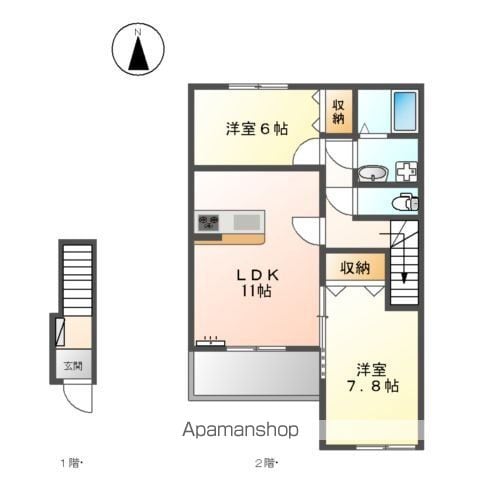 岐阜市北鶉のアパートの間取り