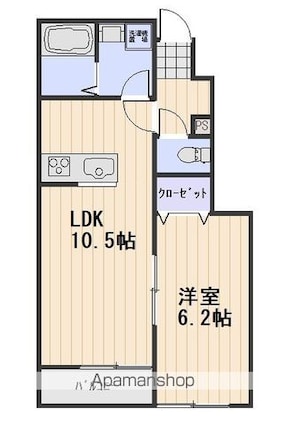岡山県岡山市北区西花尻[1LDK/38m2]の間取図